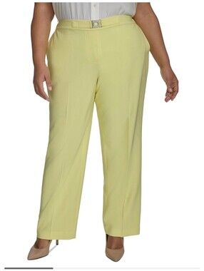 Dkny Pale Yellow Straight-Leg Trousers